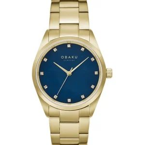 Obaku Ladies Obaku Watches | 36mm CHILI - BERYL Gold Toned Crystal Dial Link Watch