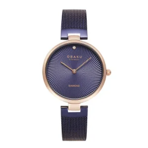 Obaku Ladies Obaku Watches | 32mm DIAMANT - VIOLET Diamond Set Steel Mesh Watch