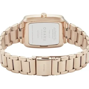 Obaku Ladies Obaku Watches | 33mm FJORD LILLE - FUSHSIA Rose Toned Steel Link Watch