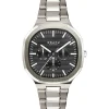 Obaku Mens Obaku Watches | 42mm ILD - BLACKSTEEL Silver & Black Tone Chronograph Link Watch
