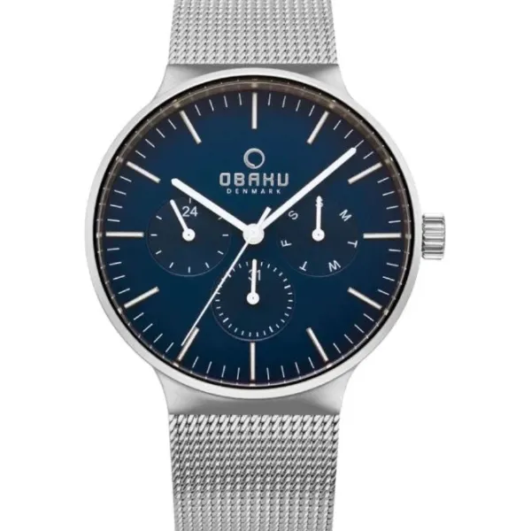 obaku_mm_mos__cyan_blue___0.webp Obaku Mens Obaku Watches | 43mm MOS - CYAN Blue & Steel Toned Chronograph Watch