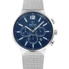 Obaku Mens Obaku Watches | 42mm STORM - CYAN Blue & Steel Toned Chronograph Watch