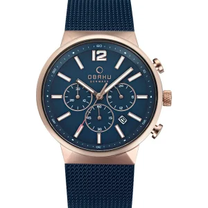 Obaku Mens Obaku Watches | 42mm STORM - OCEAN Chronograph Mesh Watch