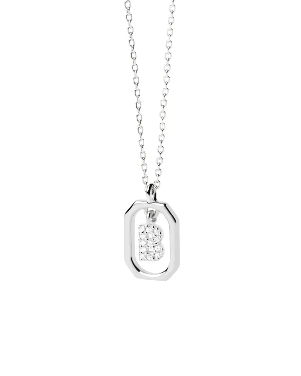 PDPAOLA All Jmj & Branded Fashion Jewellery | Sterling Silver CZ Mini 'B' Initial Necklace