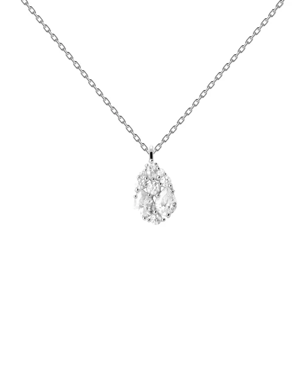 PDPAOLA All Jmj & Branded Fashion Jewellery | Sterling Silver CZ Cluster Pear Pendant Necklace