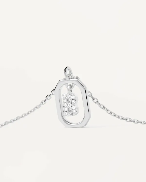 PDPAOLA All Jmj & Branded Fashion Jewellery | Sterling Silver CZ Mini 'B' Initial Necklace