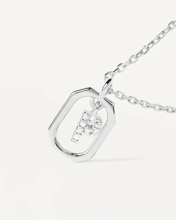 PDPAOLA All Jmj & Branded Fashion Jewellery | Sterling Silver CZ Mini 'P' Initial Necklace