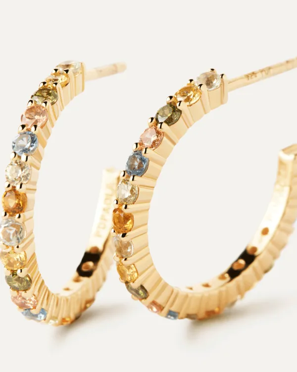 PDPAOLA All Jmj & Branded Fashion Jewellery | Yellow Gold Coloured CZ Claw Hoop Earrings