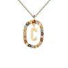 PDPAOLA All Jmj & Branded Fashion Jewellery | Yellow Gold Plate Colourful Precious Stones 'C' Initial Necklace