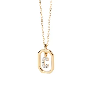 PDPAOLA All Jmj & Branded Fashion Jewellery | Yellow Gold Plate CZ Mini 'C' Initial Necklace