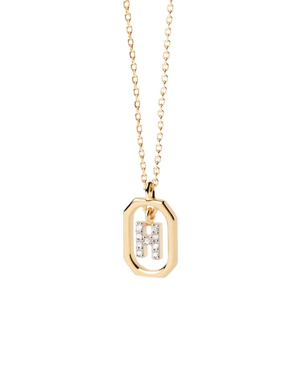 PDPAOLA All Jmj & Branded Fashion Jewellery | Yellow Gold Plate CZ Mini 'H' Initial Necklace