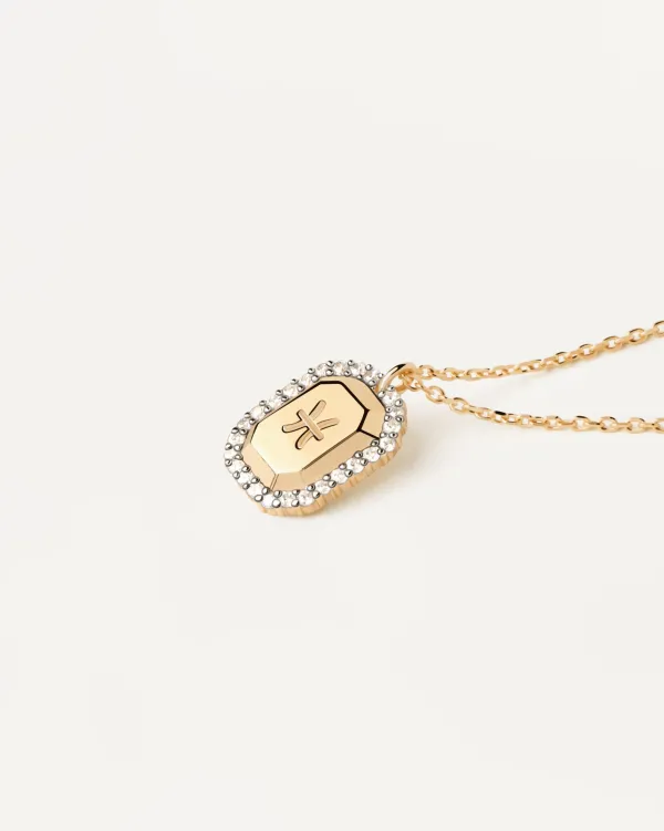 PDPAOLA All Jmj & Branded Fashion Jewellery | Yellow Gold Plated CZ 'Pisces' Zodiac Necklace
