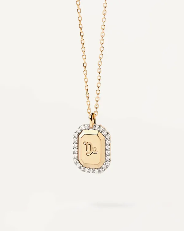 PDPAOLA All Jmj & Branded Fashion Jewellery | Yellow Gold Plated CZ 'Capricorn' Zodiac Necklace