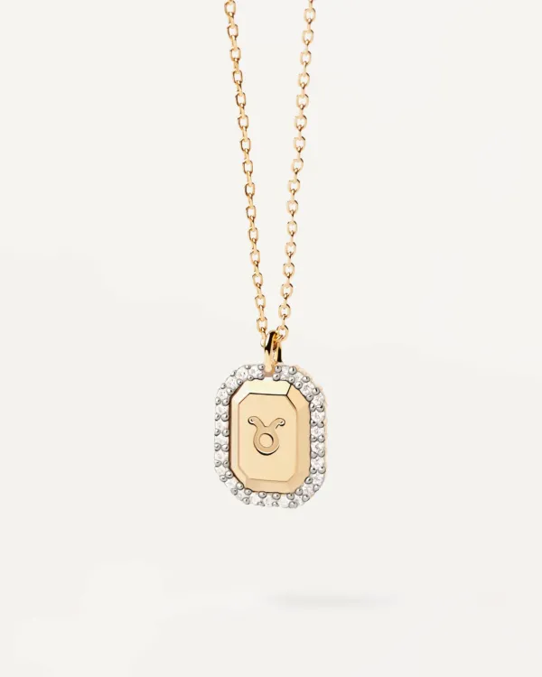 PDPAOLA All Jmj & Branded Fashion Jewellery | Yellow Gold Plated CZ 'Taurus' Zodiac Necklace