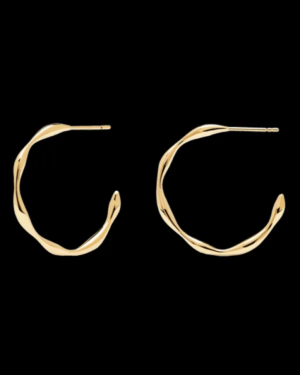 PDPAOLA All Jmj & Branded Fashion Jewellery | Yellow Gold Wave Hoop Earrings