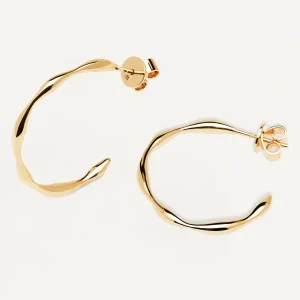 PDPAOLA All Jmj & Branded Fashion Jewellery | Yellow Gold Wave Hoop Earrings
