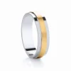 Jack Murphy Jewellers Two Tone Wedding Rings | Yellow Gold Wedding Rings | Platinum & 18ct Yellow Gold Matte Centre & Polished Classic Medium 6mm Wedding Band