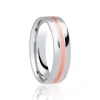 Jack Murphy Jewellers Two Tone Wedding Rings | Platinum Wedding Rings | Platinum & Rose Gold Inlaid Groove Flat Court 6mm Wedding Band