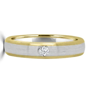 Jack Murphy Jewellers Two Tone Wedding Rings | Yellow Gold Wedding Rings | Platinum & Yellow Gold Flat Two Tone Inlayed Diamond 4mm Wedding Band