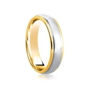 Jack Murphy Jewellers Yellow Gold Wedding Rings | Platinum Wedding Rings | Platinum & Yellow Gold Inlaid Groove Polished Classic Medium 5mm Wedding Band