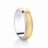 Jack Murphy Jewellers Two Tone Wedding Rings | Yellow Gold Wedding Rings | Platinum & Yellow Gold Matte Bead Centre & Polished Classic Medium 5mm Wedding Band
