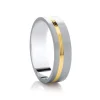 Jack Murphy Jewellers Two Tone Wedding Rings | Yellow Gold Wedding Rings | Platinum & Yellow Gold Matte & Polished Offset Grooves Medium 6mm Wedding Band