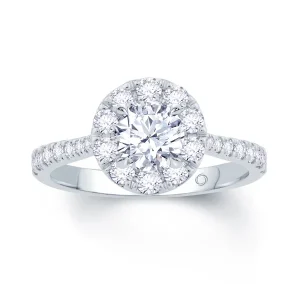Jack Murphy Jewellers Natural Halo Diamond Rings | Platinum Brilliant Round & Halo, Shoulder Set Diamond Ring 0.75ct