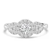 Jack Murphy Jewellers Natural Three-Stone Diamond Rings | Natural Halo Diamond Rings | Platinum Brilliant Round & Pear Sides Three Stone Diamond Ring 0.78ct