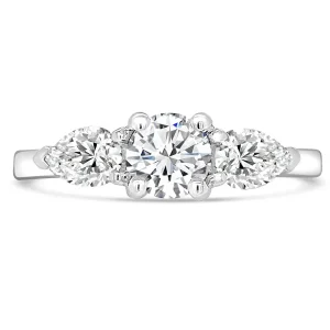 Jack Murphy Jewellers Natural Three-Stone Diamond Rings | Platinum Brilliant Round & Pear Three Stone Diamond Ring 0.75ct