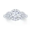 Jack Murphy Jewellers Natural Three-Stone Diamond Rings | Platinum Brilliant Round & Pear, Halo Three Stone Diamond Ring, 0.89ct