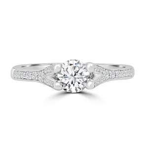 Jack Murphy Jewellers Natural Solitaire Diamond Rings | Platinum Brilliant Round & Inlaying Shoulder Set Diamond Band, 0.60ct
