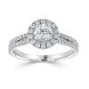 Jack Murphy Jewellers Natural Halo Diamond Rings | Platinum Brilliant Round & Halo, Shoulder Set Diamond Ring, 0.86ct