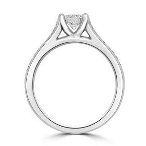 Jack Murphy Jewellers Natural Solitaire Diamond Rings | Platinum Brilliant Round & Inlaying Shoulder Set Diamond Band, 0.60ct