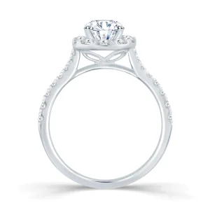 Jack Murphy Jewellers Natural Halo Diamond Rings | Platinum Brilliant Round & Halo, Shoulder Set Diamond Ring 0.75ct