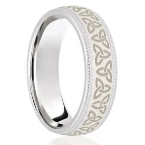 Jack Murphy Jewellers Platinum Wedding Rings | Platinum Celtic Trinity Beaded Edge Classic Medium 6mm Wedding Band
