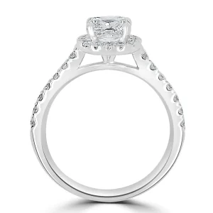 Jack Murphy Jewellers Natural Halo Diamond Rings | Platinum Cushion & Halo Shoulder Set Diamond Ring, 1.40ct