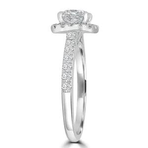 Jack Murphy Jewellers Natural Halo Diamond Rings | Platinum Cushion & Halo Shoulder Set Diamond Ring, 1.40ct