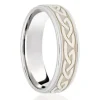 Jack Murphy Jewellers Platinum Wedding Rings | Platinum Embossed Celtic Design Medium Flat Court 6mm Wedding Band