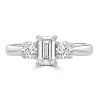 Jack Murphy Jewellers Natural Three-Stone Diamond Rings | Platinum Emerald & Round Brilliant Three Stone Diamond Ring 0.87ct
