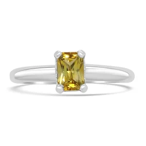 Jack Murphy Jewellers Jmj Gemstone Jewellery | Platinum Emerald Cut Yellow Sapphire Solitaire