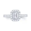 Jack Murphy Jewellers Natural Halo Diamond Rings | Platinum Emerald, Halo & Shoulder Set Diamond Ring 0.85ct