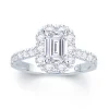 Jack Murphy Jewellers Natural Halo Diamond Rings | Platinum Emerald, Halo & Shoulder Set Diamond Ring 1.15ct