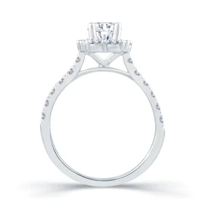 Jack Murphy Jewellers Natural Halo Diamond Rings | Platinum Emerald, Halo & Shoulder Set Diamond Ring 1.15ct