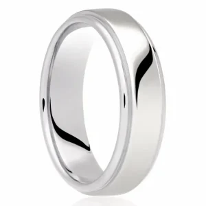 Jack Murphy Jewellers Platinum Wedding Rings | Platinum Inlaid Groove Polished Flat Medium 5mm Wedding Band