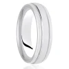 Jack Murphy Jewellers Platinum Wedding Rings | Platinum Inlaid Groove Polished Medium 6mm Wedding Band