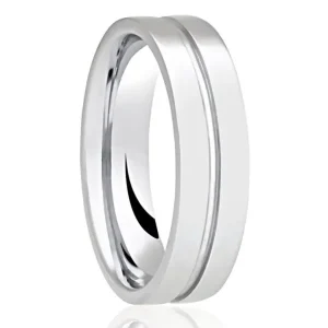Jack Murphy Jewellers Platinum Wedding Rings | Platinum Inlaid Polished Flat Court Medium 6mm Wedding Band