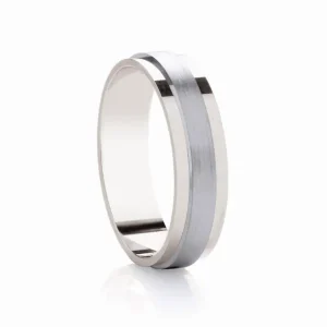 Jack Murphy Jewellers Platinum Wedding Rings | Platinum Matte Centre & Polished Classic Medium 6mm Wedding Band