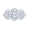 Jack Murphy Jewellers Natural Three-Stone Diamond Rings | Platinum Oval & Halo Three Stone Diamond Ring, 1.04ct
