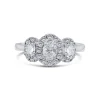 Jack Murphy Jewellers Natural Three-Stone Diamond Rings | Platinum Oval & Halo Three Stone Diamond Ring 0.86ct
