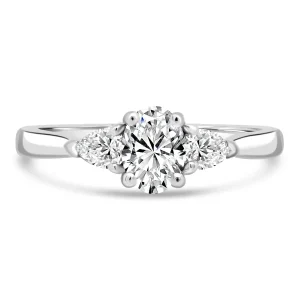 Jack Murphy Jewellers Natural Three-Stone Diamond Rings | Platinum Oval & Pear Three Stone Diamond Ring, 0.72ct